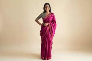 Load image into Gallery viewer, Pink-wine Tussar silk saree
