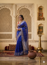 Load image into Gallery viewer, Handloom Chanderi Saree - Royal blue Saree
