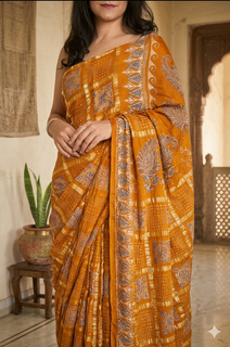 Load image into Gallery viewer, Mustard Gharchola Saree
