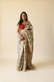 Load image into Gallery viewer, Pista Handwoven Tussar Silk Saree
