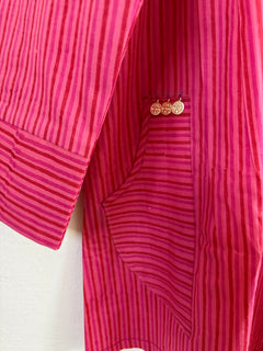 Load image into Gallery viewer, Pink Dhari cotton Short Kurta/Tunic

