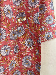 Load image into Gallery viewer, Orange Floral Hand-Block Cotton Tunic / Short Kurta
