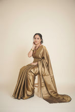 Load image into Gallery viewer, Black gold Tissue Handwoven Saree
