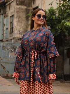 Load image into Gallery viewer, Ajrakh Blue-Red Ensemble
