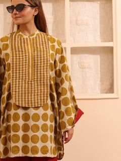 Load image into Gallery viewer, Mustard Polka Natural Dye Kurta-set

