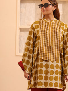 Load image into Gallery viewer, Mustard Polka Natural Dye Kurta-set
