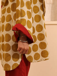 Load image into Gallery viewer, Mustard Polka Natural Dye Kurta-set
