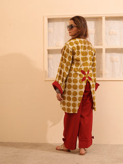 Load image into Gallery viewer, Mustard Polka Natural Dye Kurta-set
