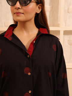 Load image into Gallery viewer, Black Ajrakh Oversized Pure Cotton Shirt
