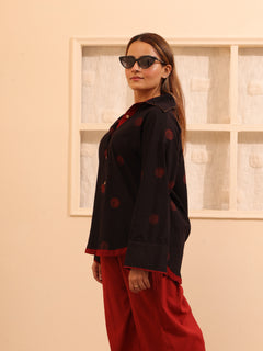 Load image into Gallery viewer, Black Ajrakh Oversized Pure Cotton Shirt
