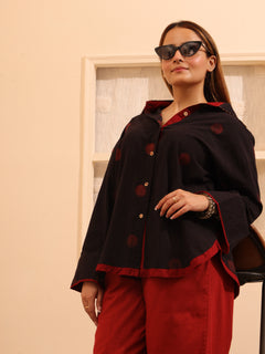 Load image into Gallery viewer, Black Ajrakh Oversized Pure Cotton Shirt
