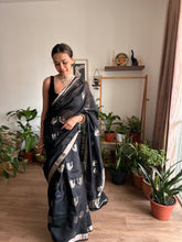 Load image into Gallery viewer, Black Chnaderi Saree
