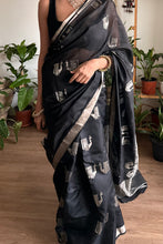Load image into Gallery viewer, Black Chnaderi Saree
