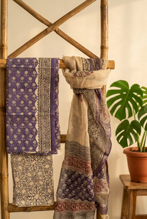Load image into Gallery viewer, Purple Pure Cotton Hand-block Print Kurta Set
