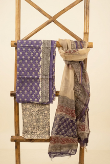 Load image into Gallery viewer, Purple Pure Cotton Hand-block Print Kurta Set
