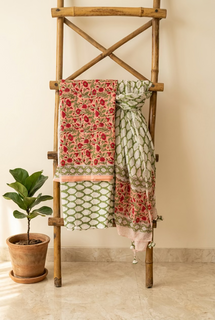 Load image into Gallery viewer, Peach Pure Cotton Hand-block Print Kurta Set
