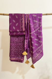 Load image into Gallery viewer, Mauve Maheshwari Silk Kurta-set
