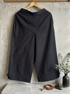 Load image into Gallery viewer, Wide leg black cotton pant
