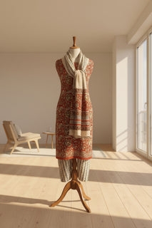 Load image into Gallery viewer, Maroon Block Printed Kurta Set
