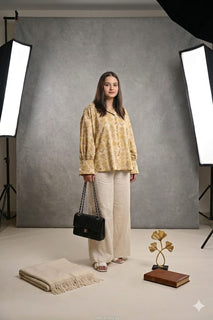 Load image into Gallery viewer, Organic Cotton Soft Beige oversized shirt pant set
