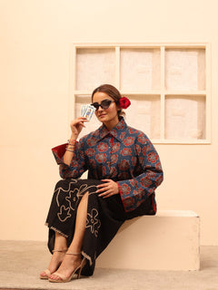 Load image into Gallery viewer, Blue Ajrakh Oversized Pure Cotton Shirt
