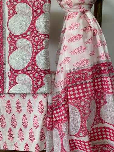 Pink Block Printed Kurta Set 