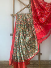 Load image into Gallery viewer, Green and red traditional Ikkat saree
