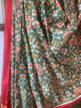 Load image into Gallery viewer, Green and red traditional Ikkat saree
