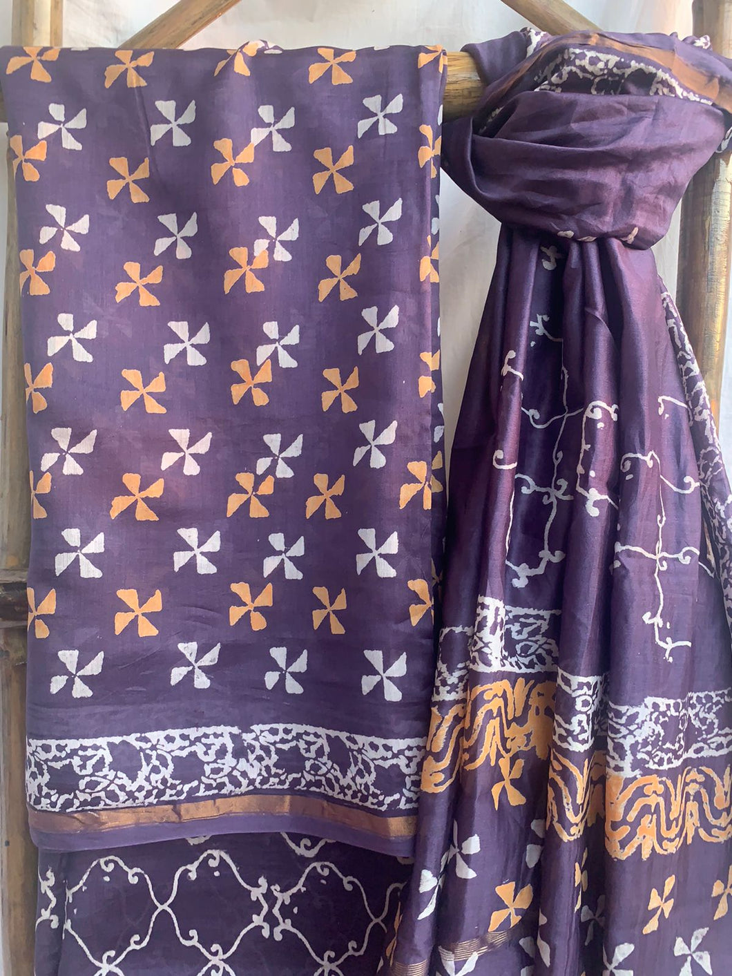 Lavender Maheshwari Silk Kurta Set