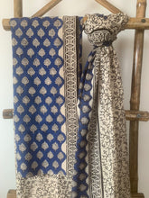 Load image into Gallery viewer, Blue hand block printed kurta set for women
