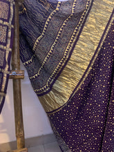 Load image into Gallery viewer, Bandhani Block Printed Purple Saree
