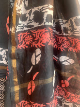 Load image into Gallery viewer, Black Maheshwari Silk kurta with block print on it
