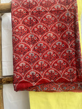 Load image into Gallery viewer, Red ajrak kurta with yellow cotton bottom
