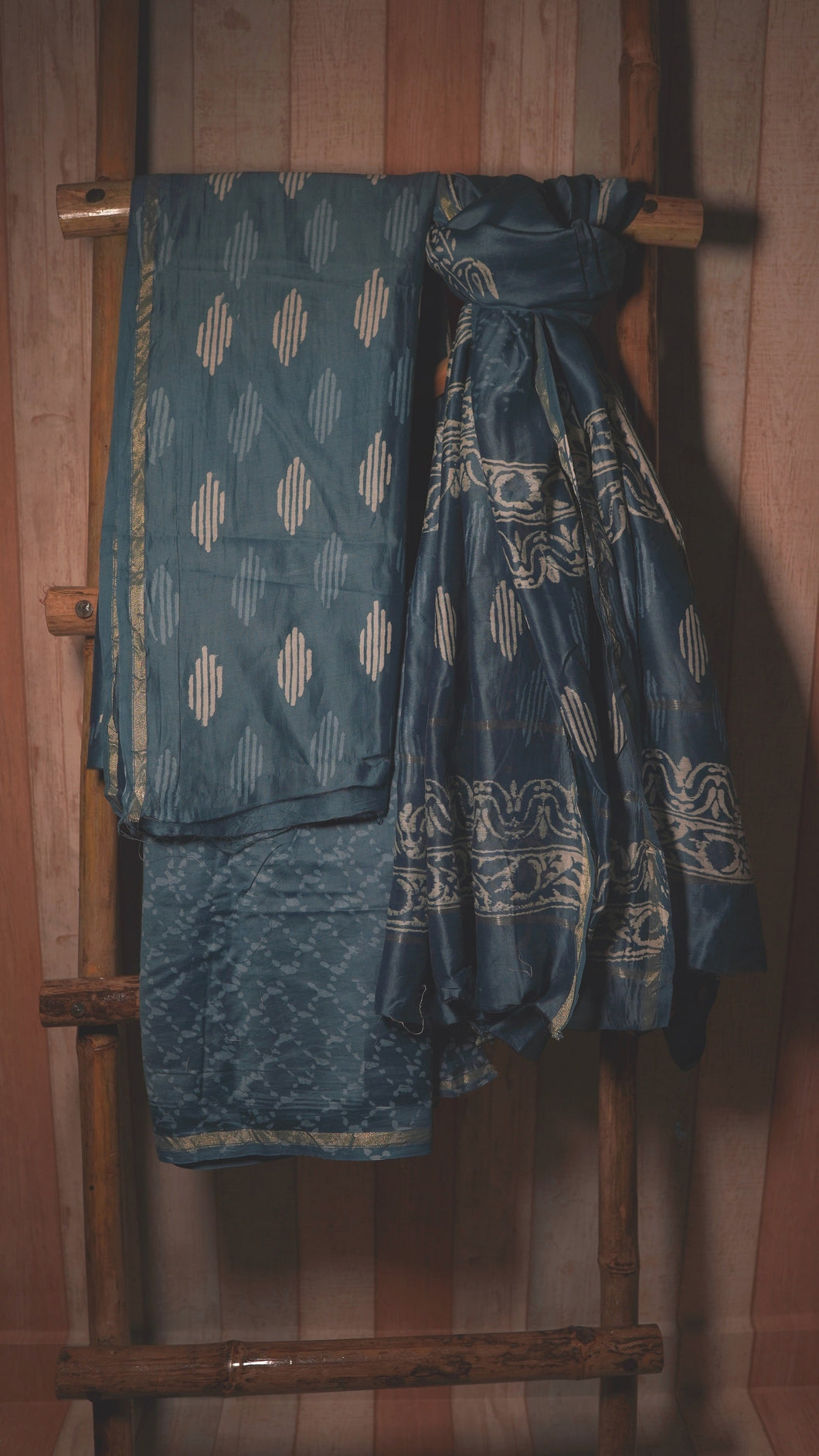 Blue Maheshwari Silk Kurta Set