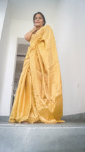 Load image into Gallery viewer, Ravishing Gold Chanderi Sari with Zari work and scallop detail 
