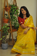 Load image into Gallery viewer, Yellow Kota Doria Saree
