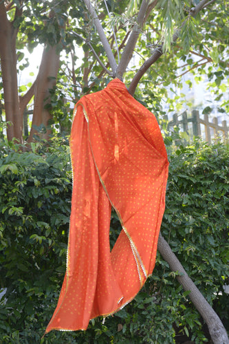 Orange bandhani tie-dye dupatta