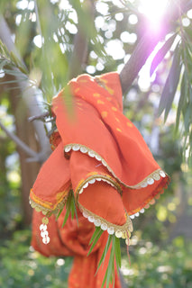 Load image into Gallery viewer, Bandhani tie-dye dupatta in vibrant orange
