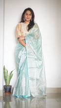 Load image into Gallery viewer, Handwoven Chanderi Sari with zari stripes 
