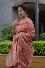 Load image into Gallery viewer, Salmon Pink Tussar silk saree from Bhagalpur
