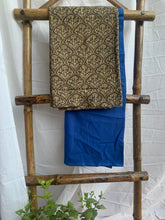 Load image into Gallery viewer, Beige ajrak kurta with blue cotton bottom
