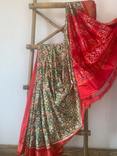 Load image into Gallery viewer, Green and red traditional Ikkat saree
