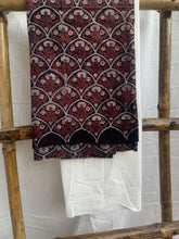 Load image into Gallery viewer, Black ajrak kurta with white cotton bottom
